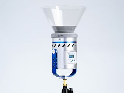 Air funnel on microbial air sampler MAS-100 Eco on tripod